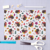 秋が目にする森のかわいいハリネズミと果物 薄葉紙 (クラフト)