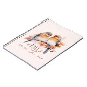 秋が空中に – かわいい鳥と紅葉 ノートブック (左側)