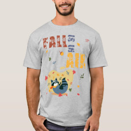 秋が空気中に漂っているアライグマのデザイン秋モチーフ Tシャツ