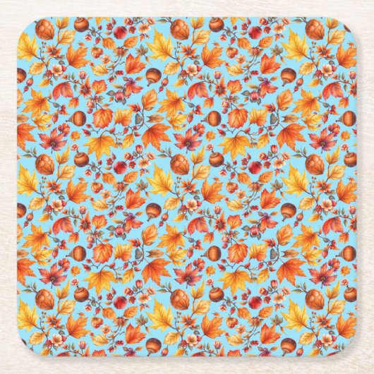 秋が訪れる スクエアペーパーコースター (正面)