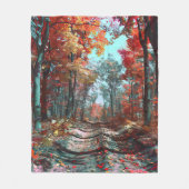 秋が赤いの森に離れ広がる フリースブランケット (正面)