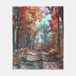 秋が赤いの森に離れ広がる フリースブランケット