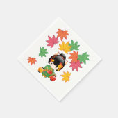 秋こけし人形 – 緑の着物芸者ガール スタンダードカクテルナプキン (角)