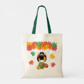 秋こけし人形 – 緑の着物芸者ガール トートバッグ (裏面)