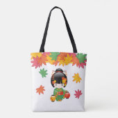 秋こけし人形 – 緑の着物芸者ガール トートバッグ (裏面)