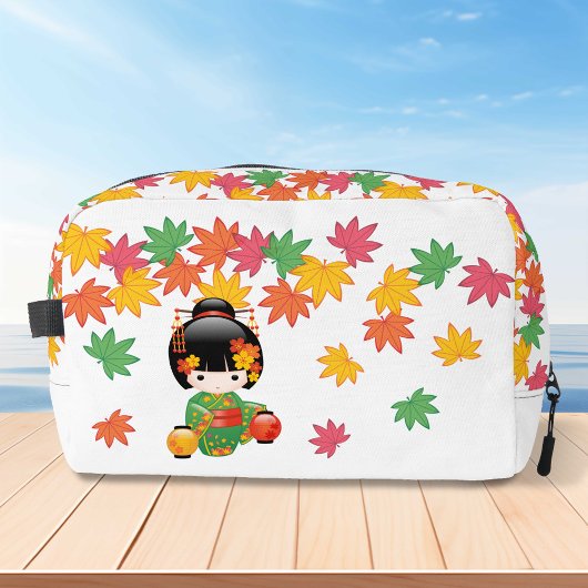 秋こけし人形 – 緑の着物芸者ガール ドップキット