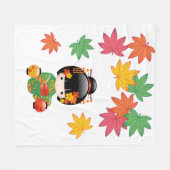 秋こけし人形 – 緑の着物芸者ガール フリースブランケット (正面(横))