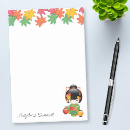 秋こけし人形 – 緑の着物芸者ガール ポストイット