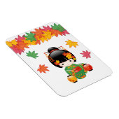 秋こけし人形 – 緑の着物芸者ガール マグネット (右側)