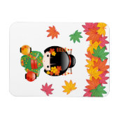 秋こけし人形 – 緑の着物芸者ガール マグネット (横)