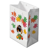 秋こけし人形 – 緑の着物芸者ガール ミディアムペーパーバッグ (正面アングル)