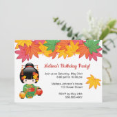 秋こけし人形 – 芸者ガールバースデーパーティー 招待状 (スタンド正面)