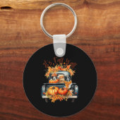 秋だよみんな ボーダーコリー かぼちゃ トラック オータム キーホルダー (正面)