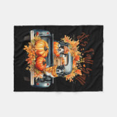 秋だよみんな ボーダーコリー かぼちゃ トラック オータム フリースブランケット (正面(横))