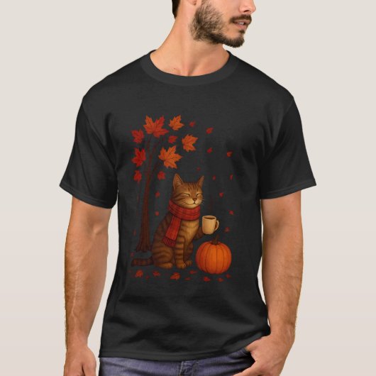 秋だよ全ての猫 紅葉 冗談だよ Tシャツ (正面)