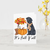 秋だよ女子ラブラドールTシャツ 秋のTシャツ 女性用 ラブラドール カード (黄色い花)