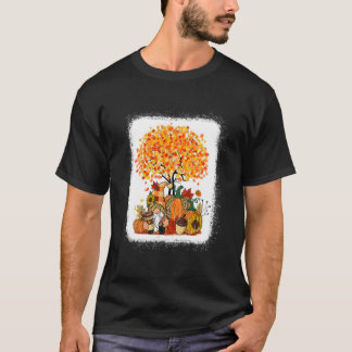 秋だよ!ノームズ パンプキン 紅葉 木 秋 Tシャツ