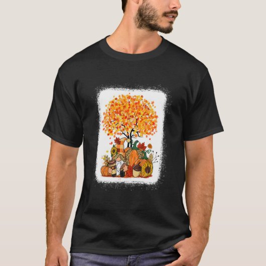 秋だよ!ノームズ パンプキン 紅葉 木 秋 Tシャツ (正面)