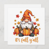 秋だよ 皆のノームさんたち きのこ オータム サンクスギビング 招待状 (正面/裏面)