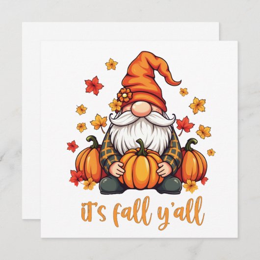 秋だよ 皆のノームさんたち きのこ オータム サンクスギビング 招待状 (正面/裏面)