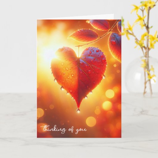 秋つるのハート葉 カード (黄色い花)