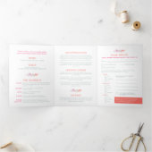 秋つる植物サンゴ赤セージ緑の水の色結婚の 三つ折り招待状 (内部)