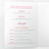 秋つる植物サンゴ赤セージ緑の水の色結婚の 三つ折り招待状 (内部最初)