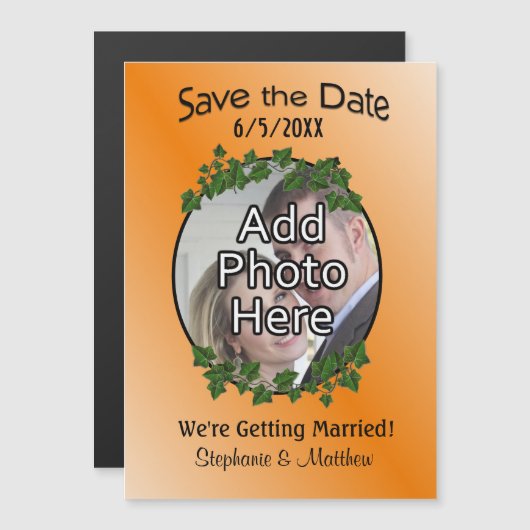 秋つる植物日付を写真付きで保存 マグネット招待状 (正面/裏面)