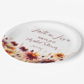 秋でラブブルゴーニュのオレンジのダリアスブライダルシャワー ペーパープレート (アングル)