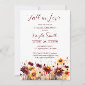 秋でラブブルゴーニュのオレンジのダリアスブライダルシャワー 招待状 (正面)