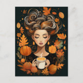 秋とコーヒー好きのためのポストカード ポストカード (正面)