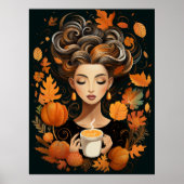 秋とコーヒー愛好家のためのポスター ポスター (正面)