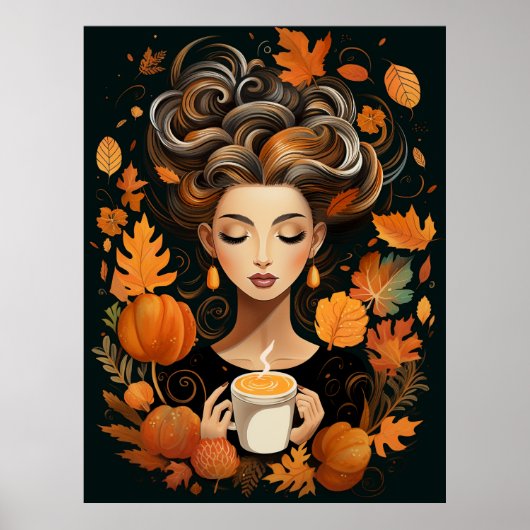 秋とコーヒー愛好家のためのポスター ポスター (正面)