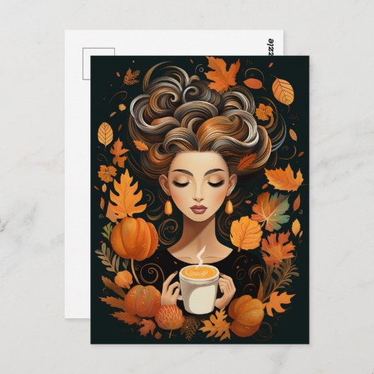 秋とコーヒー愛好家のためのポストカード ポストカード (正面/裏面)