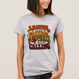秋とフットボール 女性用Tシャツ デザイン Tシャツ