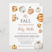 秋とベビー、カボチャ赤ちゃんシャワー 招待状 (正面/裏面)