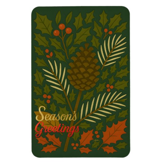 秋と冬の休日の季節の挨拶 マグネット (縦)