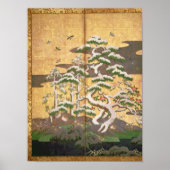 秋と冬の花を持つ鳥 ポスター (正面)