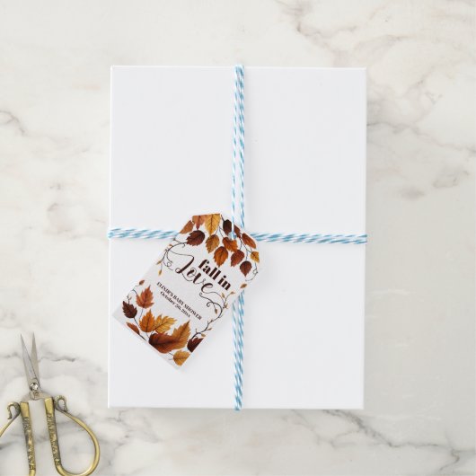 秋と恋に紅葉赤ちゃんシャワー ギフトタグ (より糸付き)