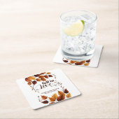 秋と恋に紅葉赤ちゃんシャワー スクエアペーパーコースター (インサイチュ)