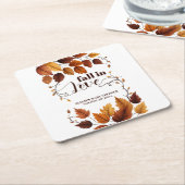 秋と恋に紅葉赤ちゃんシャワー スクエアペーパーコースター (アングル)