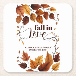 秋と恋に紅葉赤ちゃんシャワー スクエアペーパーコースター