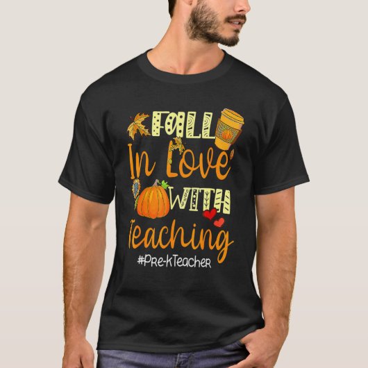 秋と愛のプレK教え先生感謝祭 Tシャツ (正面)