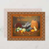 秋と感謝祭のお祝い ホリデーカード シーズンポストカード (正面/裏面)