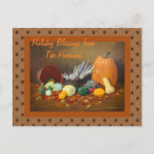 秋と感謝祭のお祝い ホリデーカード シーズンポストカード (正面)