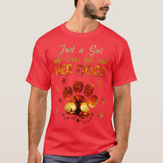 秋と犬を愛する女の子 Tシャツ