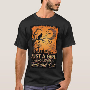秋と猫とハロウィンと月が好きな女の子_1 Tシャツ