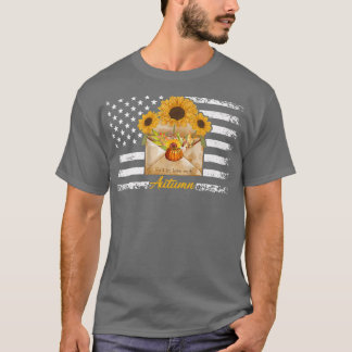 秋と秋のカボチャひまわりおもしろいA Tシャツ