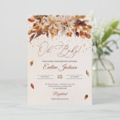 秋と秋のマリゴールドのオレンジ色の花 招待状 (スタンド正面)