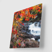 秋と秋の滝ビュー スクエア壁時計 (傾斜)